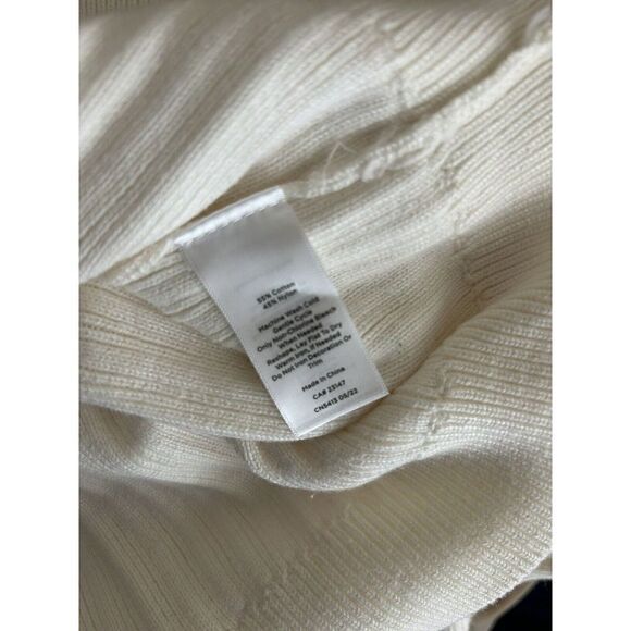 Talbots Ivory Pearl Button Knit Sweater Cardigan Jacket Ribbed Sz L - Picture 7 of 7